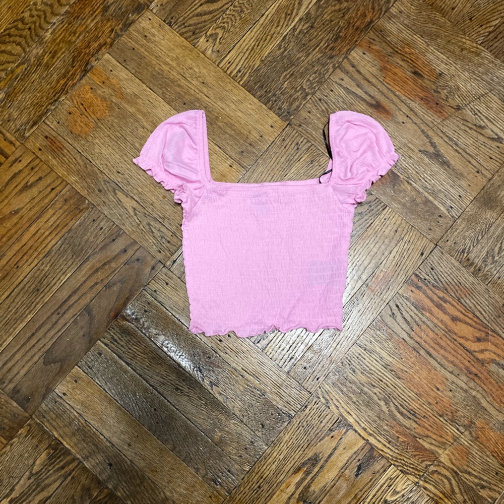 H&M smocked pink crop top